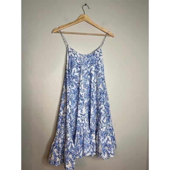 NWT Caroline Constas Laurel Paisley-Print Flounce Mini Dress Blue Garden Toile - Picture 7 of 8